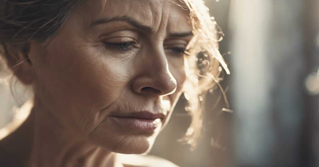 A close-up photo of a depressed woman suffering from hair loss problem.